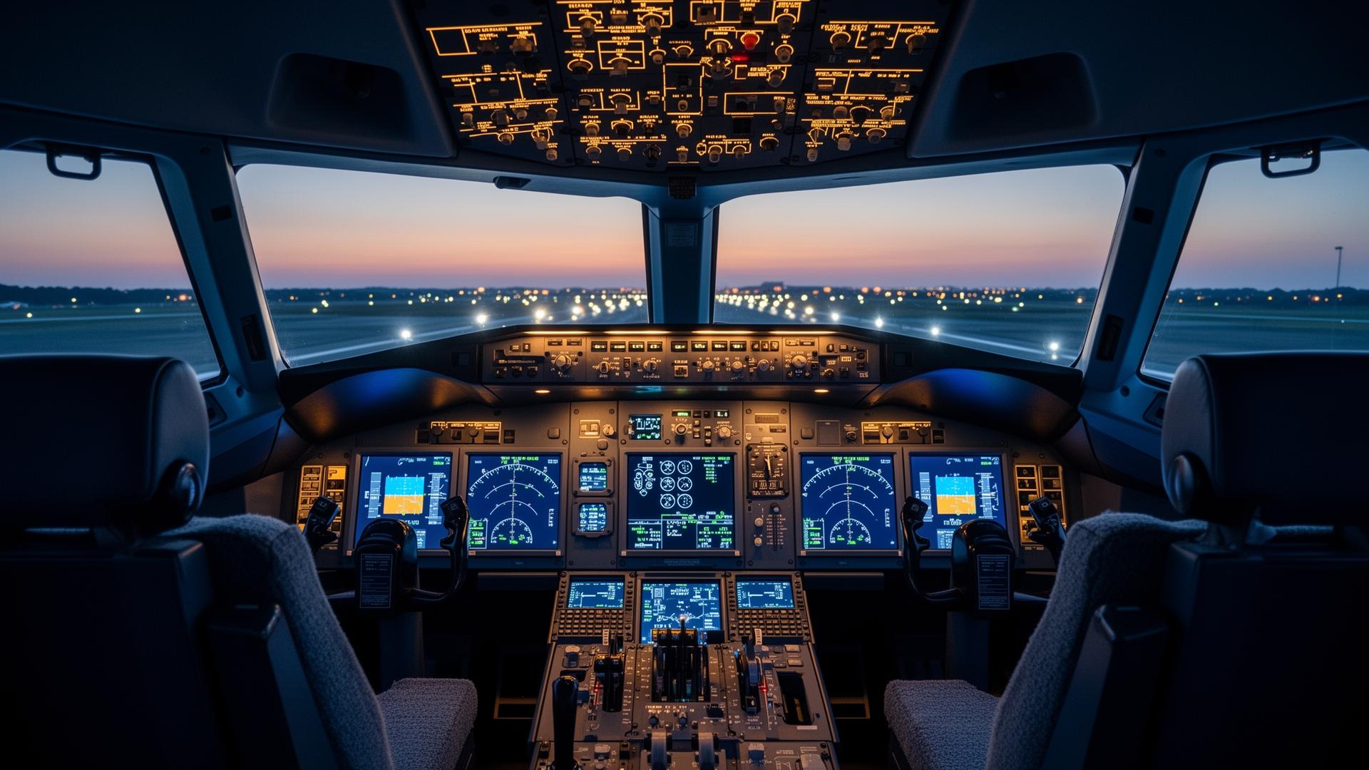 Cockpit de control con instrumentación de precisión
